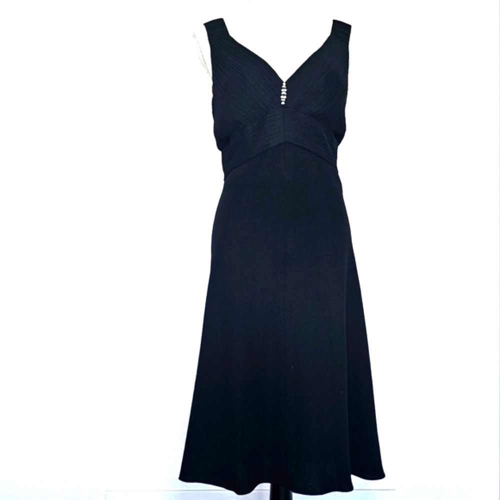 Women’s Dress Evan Picone Sz 12 Black Rhinestone Strap Sleeveles Cocktail Party